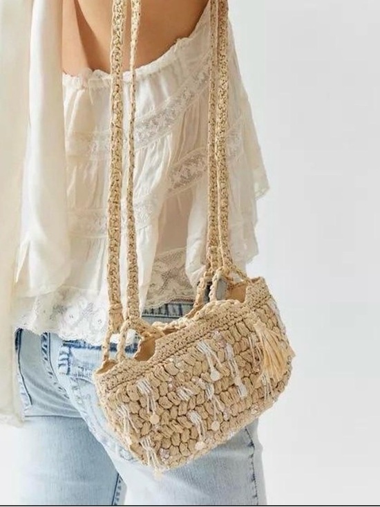Urban Outfitters Handbags - New Urban Outfitters Raffia Beaded Crossbody Bag